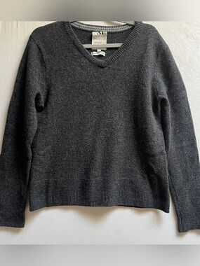 Le31 Simons Grey V-Neck Knitwear Sweater 100% Wool Medium